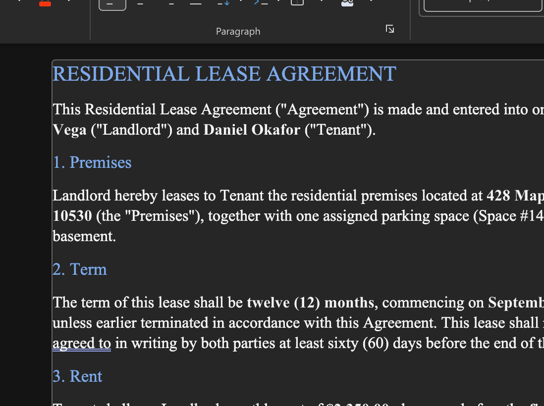 A word document with no page margins