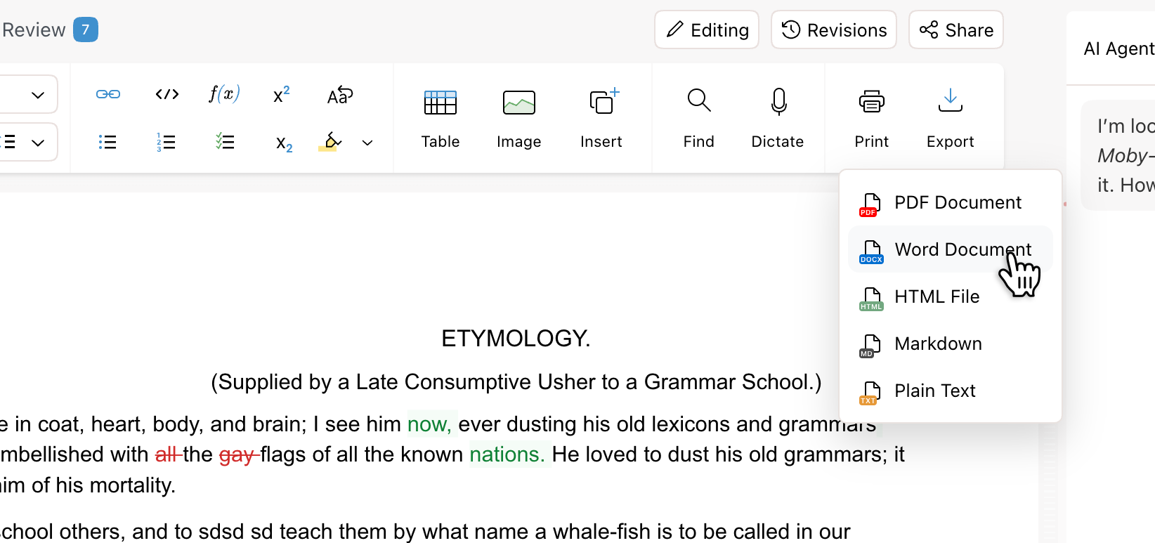 Accepting and rejecting GPT's tracked changes before exporting back to a Word document